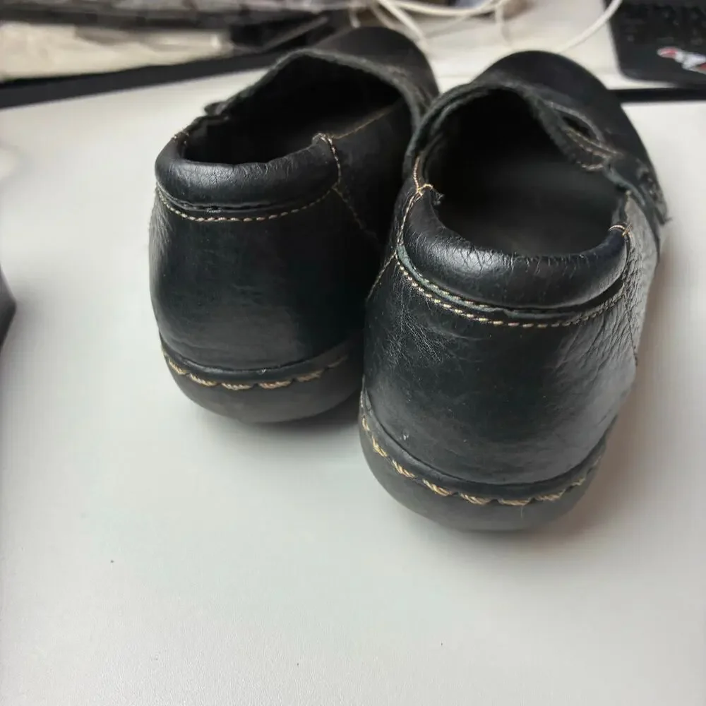 Clarks Ashland Twist Bendables Black Leather Mary Jane Loafers Women 7.5 Comfort